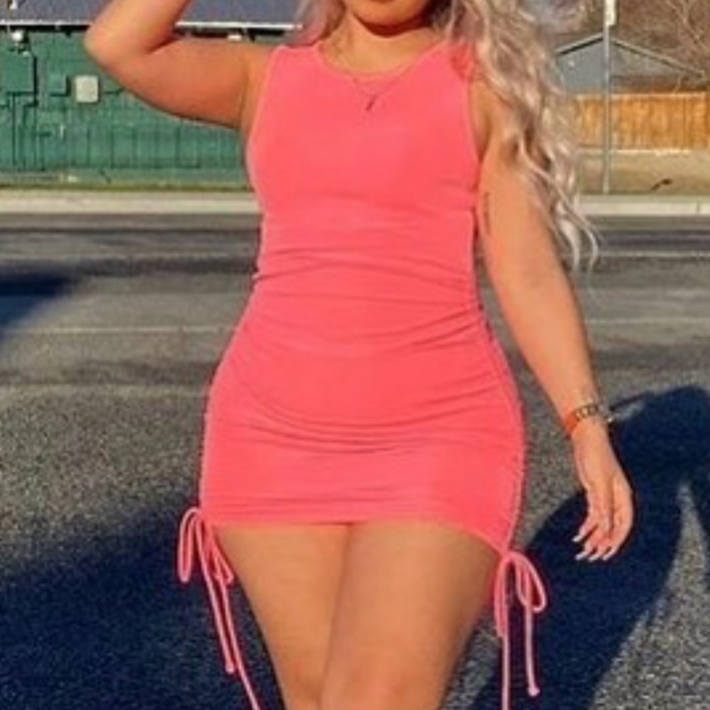 NWOT BADDIEVILLE neon pink BBDOLL DRESS large